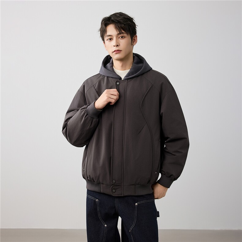 2025美式高街解构设计感水洗连帽夹克男复古宽松连帽外套W5917，男装夹克，电商D215