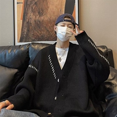 开衫毛衣男士秋冬潮牌V领针织衫外套慵懒风休闲毛线衣MY721P38，男装针织衫/毛衣，星座1013-5