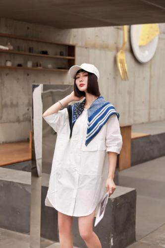 披肩衬衣裙，女装，C&B