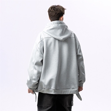 春季新款细节连帽休闲宽松纯色拉链卫衣外套914-4-WY41-P62控108，男装卫衣，星座914-4