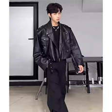 J416皮衣（原版高质量）黑色-棕色M-3XLP58，男装皮衣，星座506A