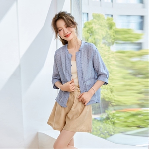 休闲提花轻薄衬衫抽绳外套2025春夏新款时尚休闲长袖外套