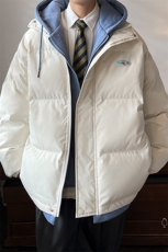 情侣装假两件加厚棉衣大码中性连帽棉服棉袄A071-Y00-P125，男装棉衣，电商A071