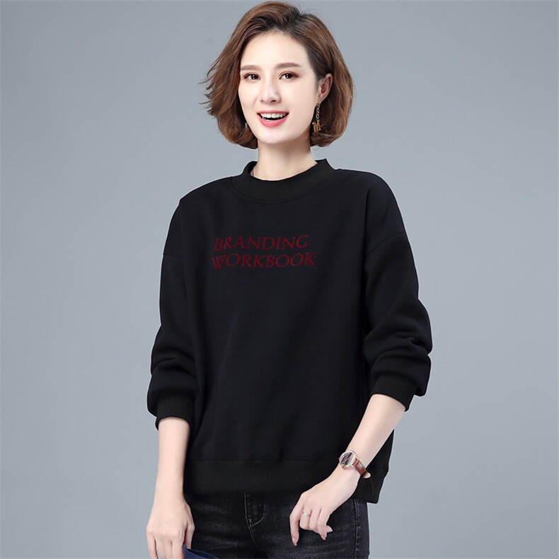 2021韩版圆领上衣女春夏宽松显瘦长袖英文印花套头卫衣,女装卫衣/绒衫,曼沙奕珂