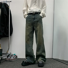 2024秋冬新款港风牛仔裤百搭休闲做旧高街裤潮N01581-P60，男装牛仔裤，星座308B-1