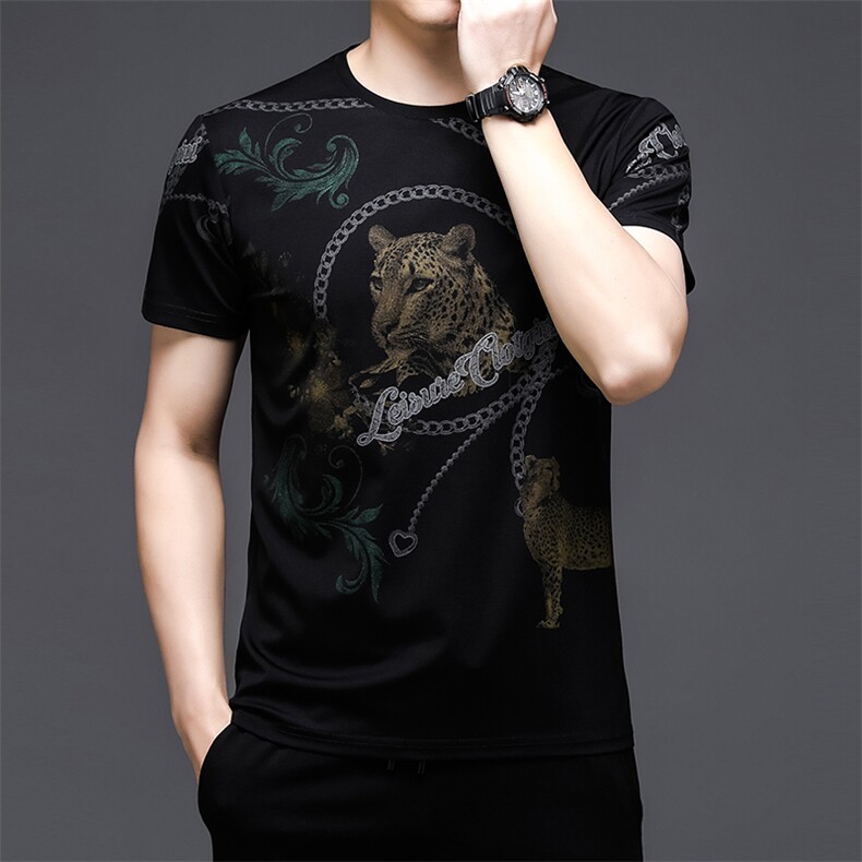 爸爸装夏装冰丝短袖T恤中年男士圆领上衣打底衫中老年人衣服男装,男装T恤,电商B212（原钱塘6029）