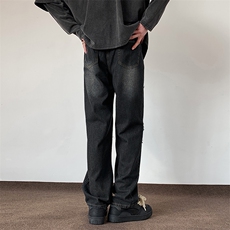 双色破洞牛仔裤男春夏款直筒宽松美式复古裤子潮流784/p56，男装牛仔裤，电商B381-1