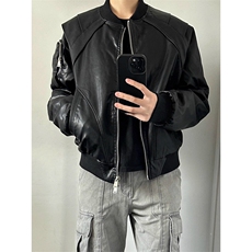 蛇纹皮衣夹克机车飞行员外套男女棒球服JK229特P95，男装皮衣，星座908-1