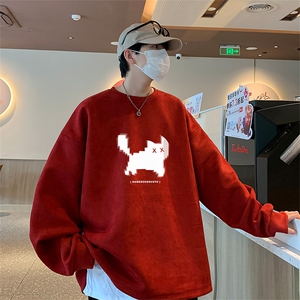 已注册原创港风供抖音得物高品质直播麂皮绒宽松男卫衣W3008P38图片