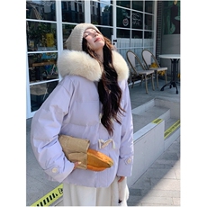 胖mm大码女装牛角扣羽绒棉服女韩系甜美风减龄棉衣连帽加厚外套女，男装棉衣，星座506A