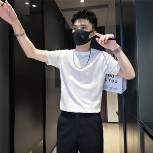 短袖毛衣针织衫半袖男修身圆领社会小伙店主风301C-DM04-P58控78图片