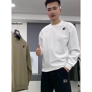 男士卫衣春秋季潮牌刺绣上衣痞帅圆领长袖T恤2025新款内搭打底衫图片