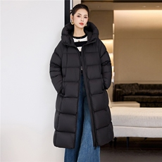 过膝加厚羽绒棉服2025新款白鸭绒加长款冬装外套直筒连帽棉袄女，女装羽绒服，阿舍尔精品