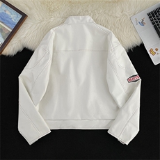 秋冬季美式复古PU皮衣机车服潮牌宽松时尚设计感外套，男装夹克，星座410-7