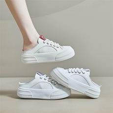 2024夏季ins新款一脚蹬小白鞋女镂空透气学生板鞋休闲鞋，女鞋拖鞋，星座1407-3