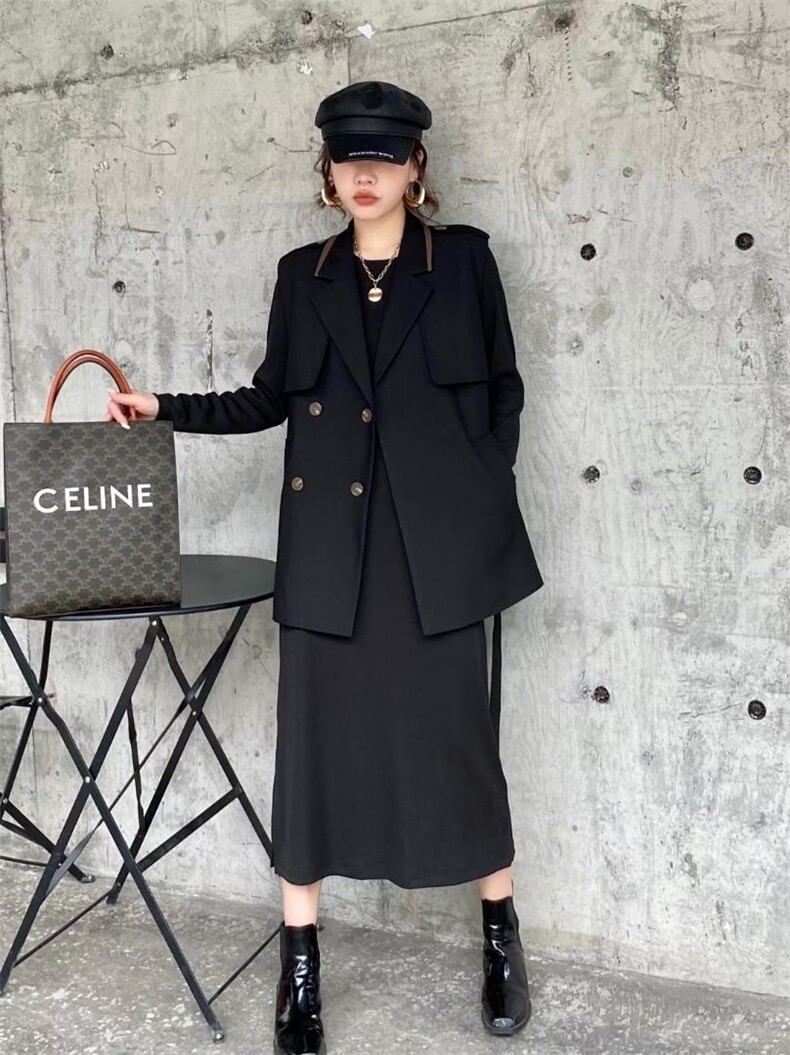 【现货】马甲两件套连衣裙，女装马夹，芷炫