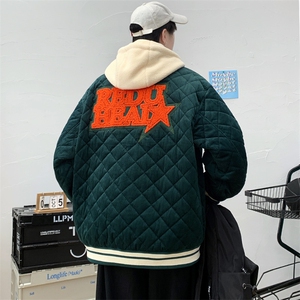 冬款港风加棉加厚个性棉服假两件连帽外套男士8135-P140 控价178图片