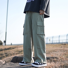 美式复古高街工装裤男直筒阔腿休闲裤春季时尚潮流长裤K087-P43，男装休闲裤，星座308B-1