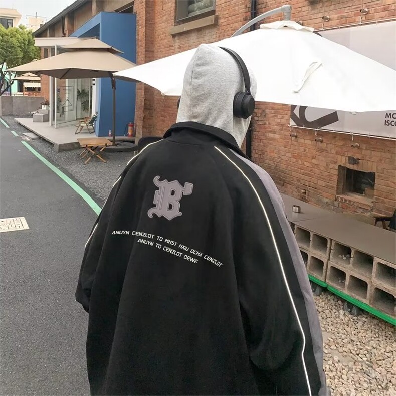 鹿皮绒外套男士春秋款美式复古潮牌上衣冬季高街立领休闲男装夹克图片