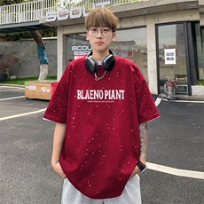 可48小时发货支持抖音得物来样二开美式满天星亮片短袖T恤MTX711，男装T恤，电商A486