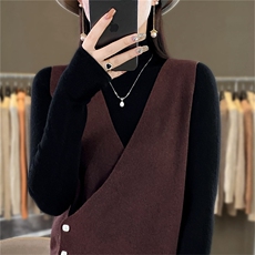 时尚女装仿羊毛马甲外套显瘦百搭V领设计优雅气质秋冬必备，女装马甲，暖姿羊绒