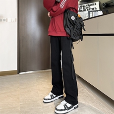 纯黑色渐变高弹修身直筒大码微喇毛边牛仔裤男K860-K861-K866-P50，男装牛仔裤，星座205