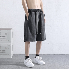 高街洗水做旧休闲短裤美式复古宽松潮流薄款五分裤男DK09015-P43，男装休闲裤，星座308B-1