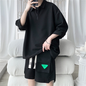 TZ67570/P60夏季华夫格套装男T恤Polo衫男短裤宽松两件套也可单卖图片