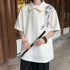 夏季新款潮牌宽松休闲衬衣竹子刺绣短袖POLO衫男现货W8222-P32，男装T恤，星座512-4