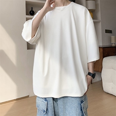 8XL-M冰丝凉感短袖T恤夏季大码V领垂感五分半袖体恤衫DX1206/P35，男装T恤，电商B238