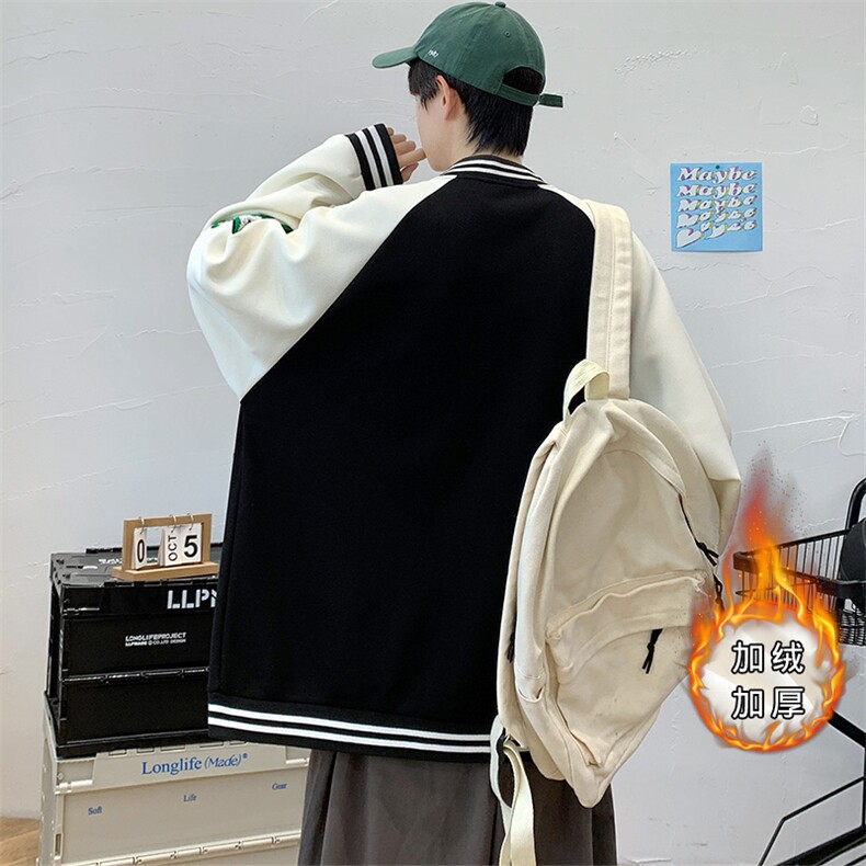 秋装新品青少年夹克休闲棒球服潮加绒加厚毛巾绣外套男2114-P65,男装夹克,电商A441-1