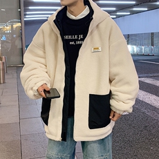 港风两面穿羊剪绒棉衣男宽松加厚棉衣外套MY8950-P98，男装棉衣，星座1204-3
