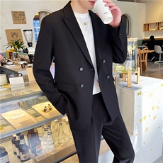 白色痞帅休闲男潮流宽松轻熟风西服套装男士网红外套秋冬季薄款，男装西服套装，星座505-2（原电商A260-1)