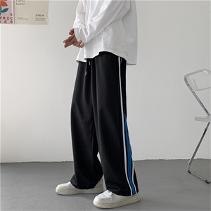裤子男士潮牌ins宽松日系男裤运动直筒阔腿垂感休闲长裤k542-p35图片