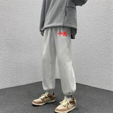 K13276-P35加绒-P45可束脚加厚加绒运动裤男大码宽松直筒卫裤男，男装休闲裤，电商A040