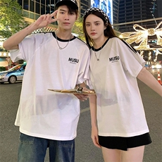 200克宽松圆领三条杠短袖T恤棉情侣团队服班服定制潮男女V4，男装T恤，星座115A-3