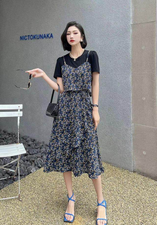 [现货]碎花连衣裙，气质显瘦，两色、四个尺码，女装连衣裙，依柏璐(1F)