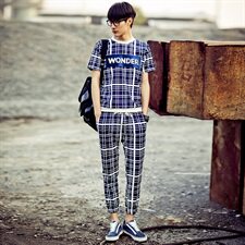 2021夏季新款男士九分裤短袖T恤套装韩版时尚休闲两件套Y36p40，男装套装，星座1904A