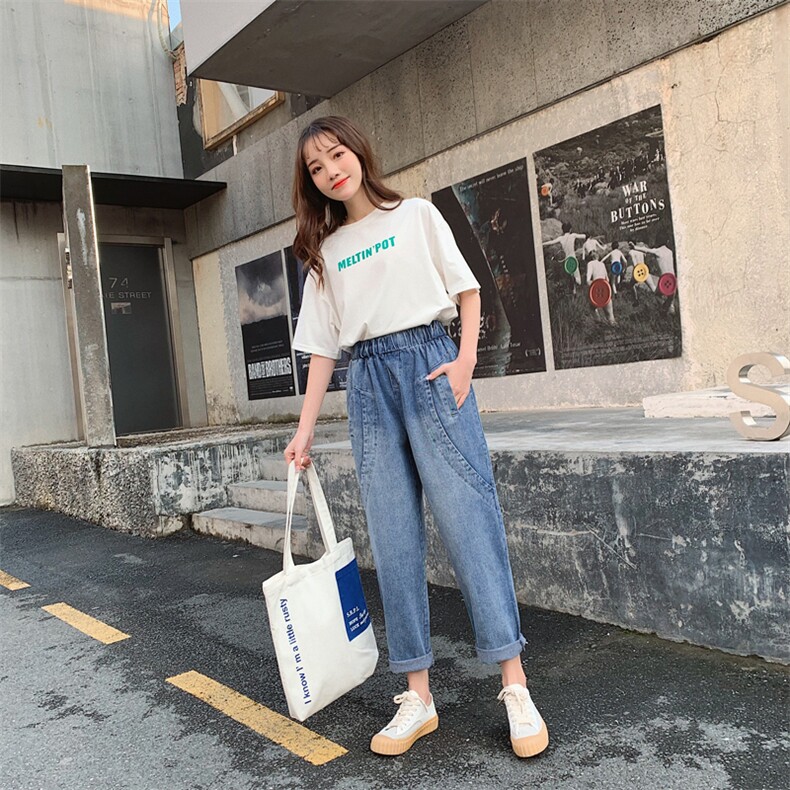 时尚潮流牛仔裤2021年春季长裤铅笔裤休闲，女装牛仔裤，小林双子