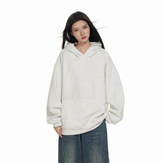 抖音得物高品质二开26春装美式高街无帽绳光板纯色连帽卫衣XS056，男装卫衣，电商A486