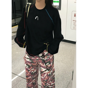 彩色哈苏线拼接速干长袖穿搭羽毛球运动T恤户外漂流骑行服X2501图片