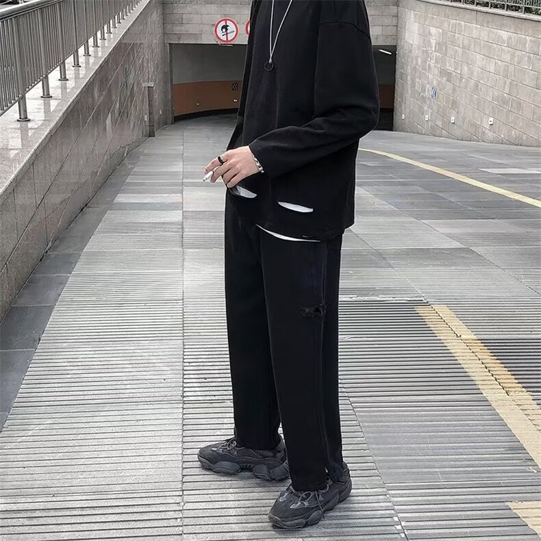 春季新款时尚潮男百搭破洞工装休闲裤,男装休闲裤,四季星座218-1