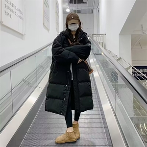1682# 棉服女长款冬季宽松韩系加厚连帽面包服外套图片