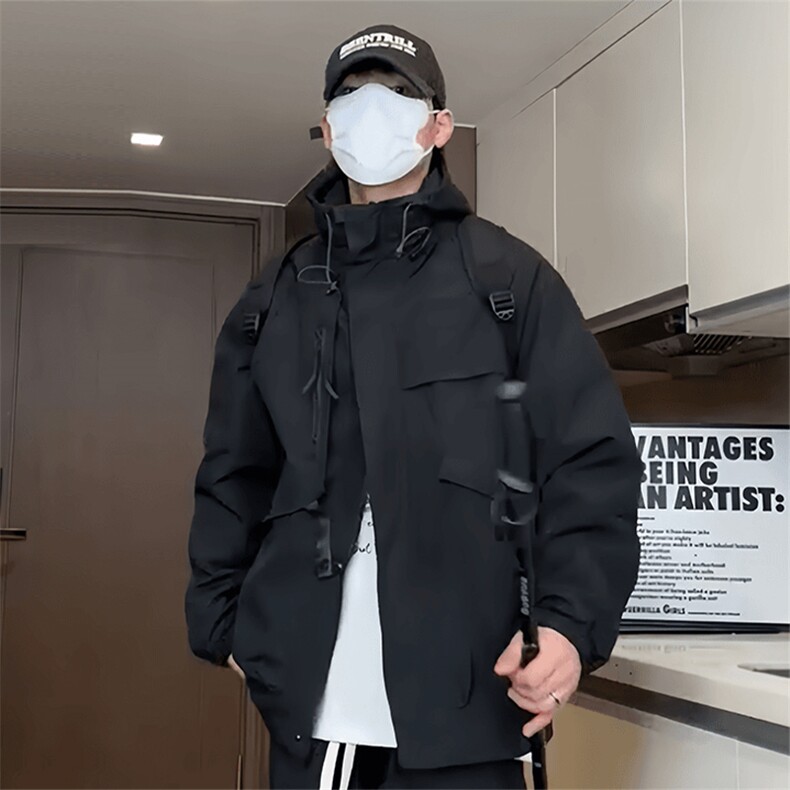 现货5W件冬季三防美式boxy解构连帽雪山冲锋衣棉衣男女棉服厚外套,男装夹克,电商A443