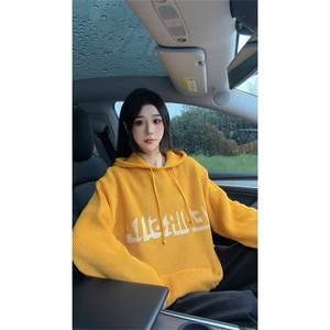 现货 连帽卫衣线衣男女秋冬新款毛衣时尚洋气针织衫上衣情侣图片