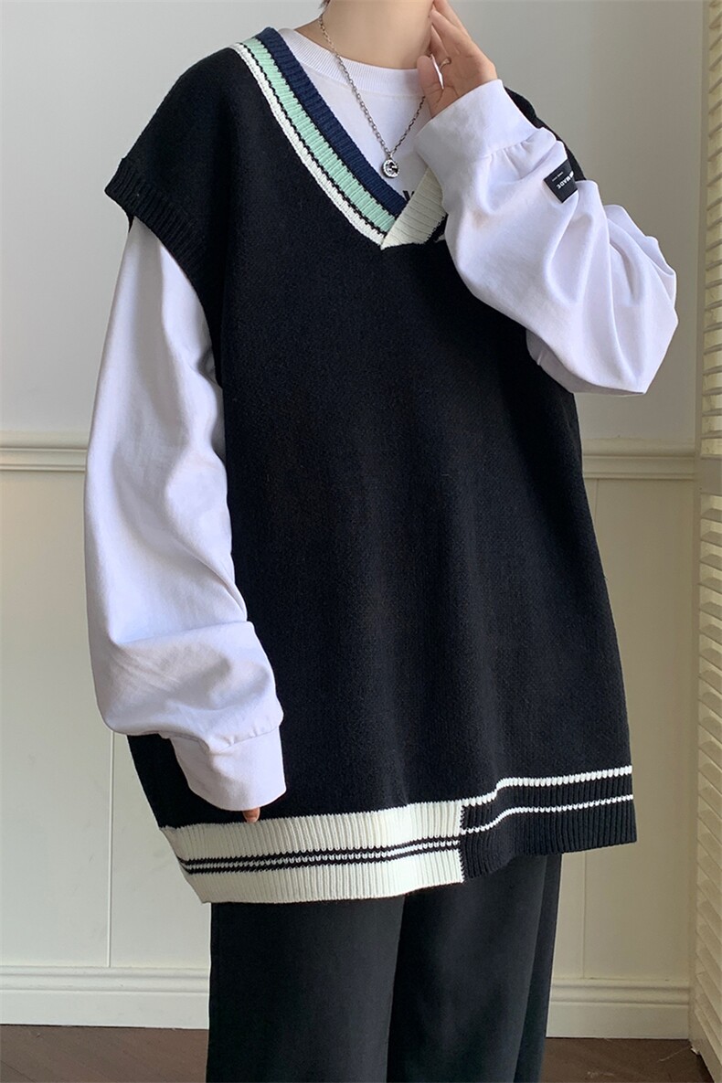 仓库大货秋冬不规则马甲男针织衫男套头针织衫毛衣MJ003-P55,男装背心/马甲,电商A059