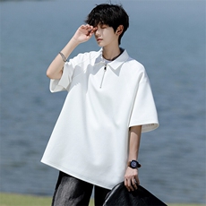 8XL-M半拉链t恤短袖POLO衫男款夏季美式翻领宽松大码半袖DT008P45，男装T恤，电商B312