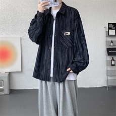 衬衫男春季新款港风宽松灯芯绒扎染长袖衬衣CS3097-P42，男装衬衫，星座214-3