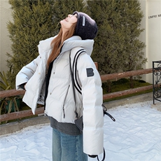 短款连帽羽绒服女2025冬季新款时尚学院风加厚保暖面包服外套，女装羽绒服，慧尚依恋