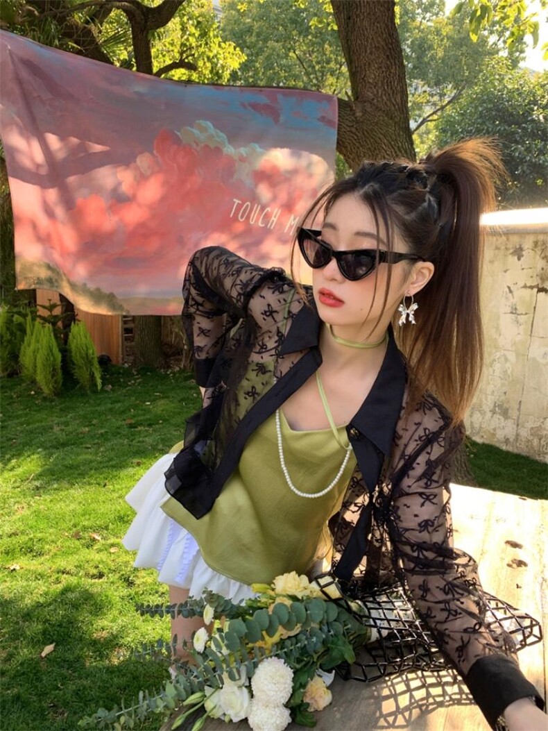 舞动蕾丝防晒衬衫，女装衬衫，Queena PHoebe